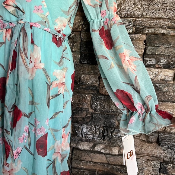 GB Girls Blue and Red Sundress with Bishop Sleeves - Picture 6 of 14